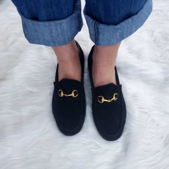 Authentic Vintage Classic Black Suede leather & Gold Horse-bit Gucci loafers 9.5 - Picture 3 of 8